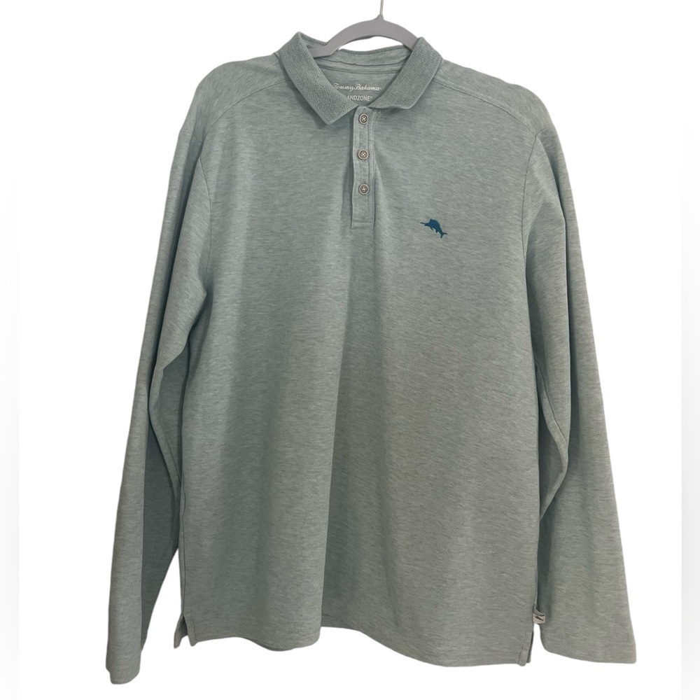 Tommy Bahama L IslandZone Emfielder Supima Long-Sleeve Polo Shirt Green Blue